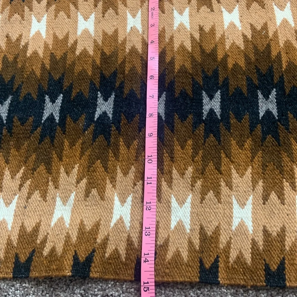 Hand Crafted Brown and Cream Geometric Tapestry